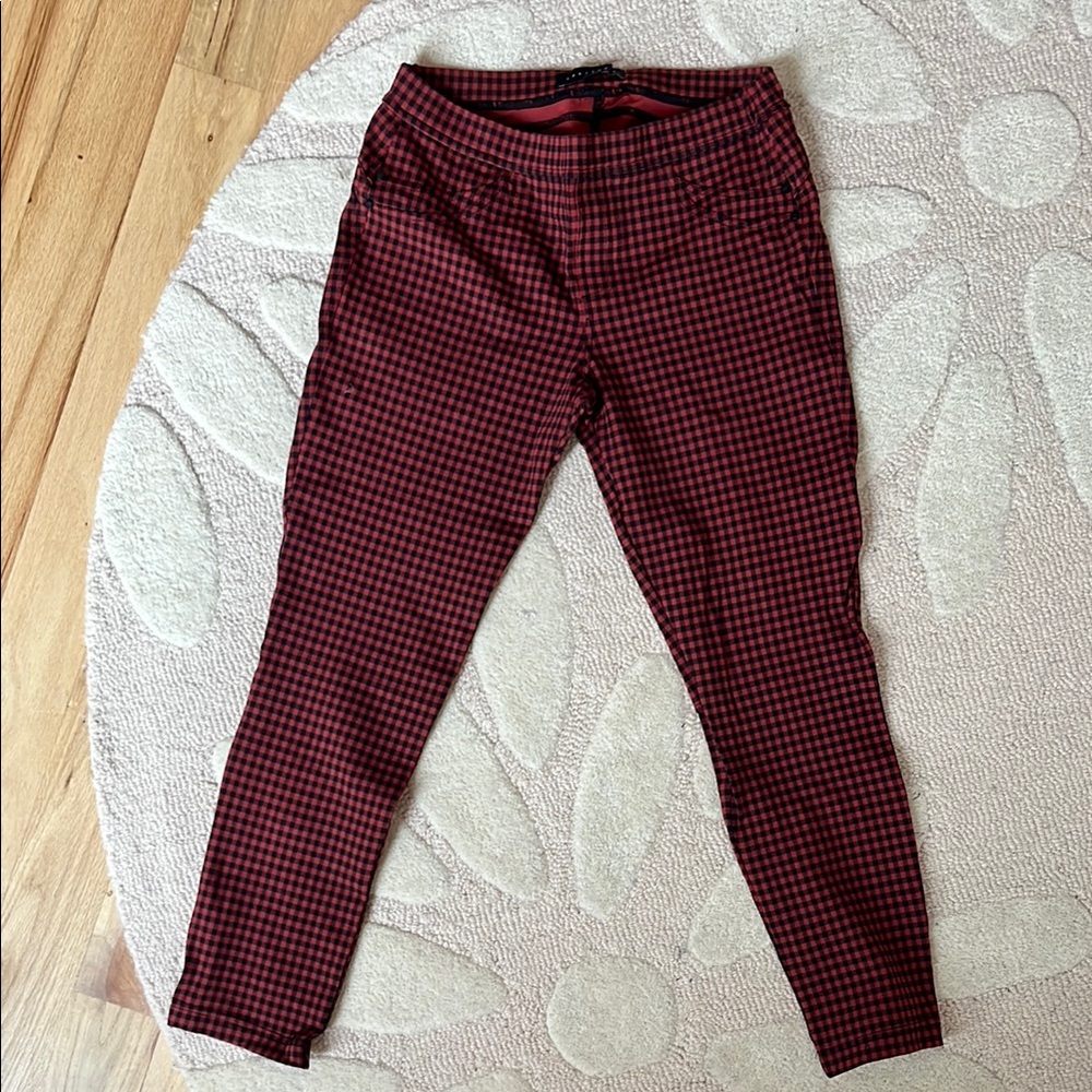 Sanctuary Burgundy Ankle-Length Pants with Geometric Pattern